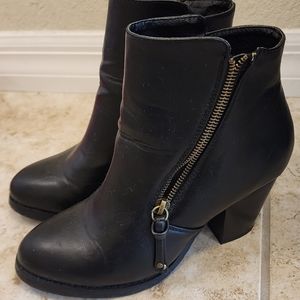 Just Fab Heeled Boots, Size 7, Black